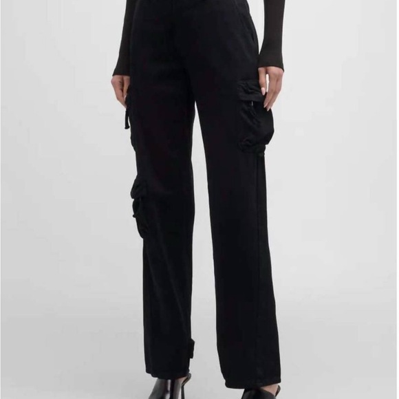 pistola Pants - NWT Pistola Revolve Bobbie Mid Rise Loose Fit Cargo Utility Pants Abyss Black 29